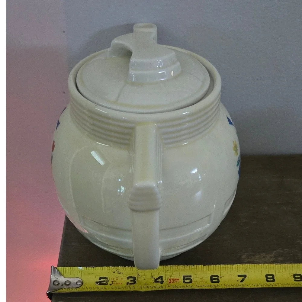 Vintage Enterprise Aluminum Co Drip-O-Lator Teapot Art Deco Floral‎ ⁹Ceramic